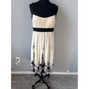 S.L. Fashion Sleeveless Dress Black & White Embroidered Trim Sundress Size 8‎